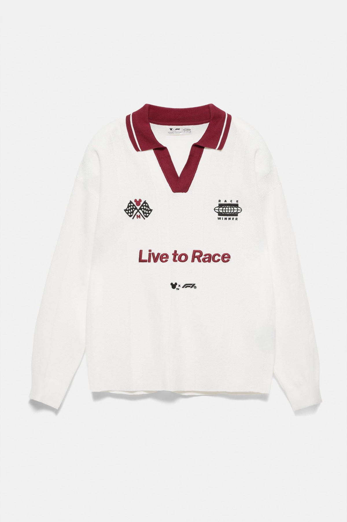풀앤베어 디즈니 F1 미키 니트 폴로 셔츠 7210/518 OFF WHITE
