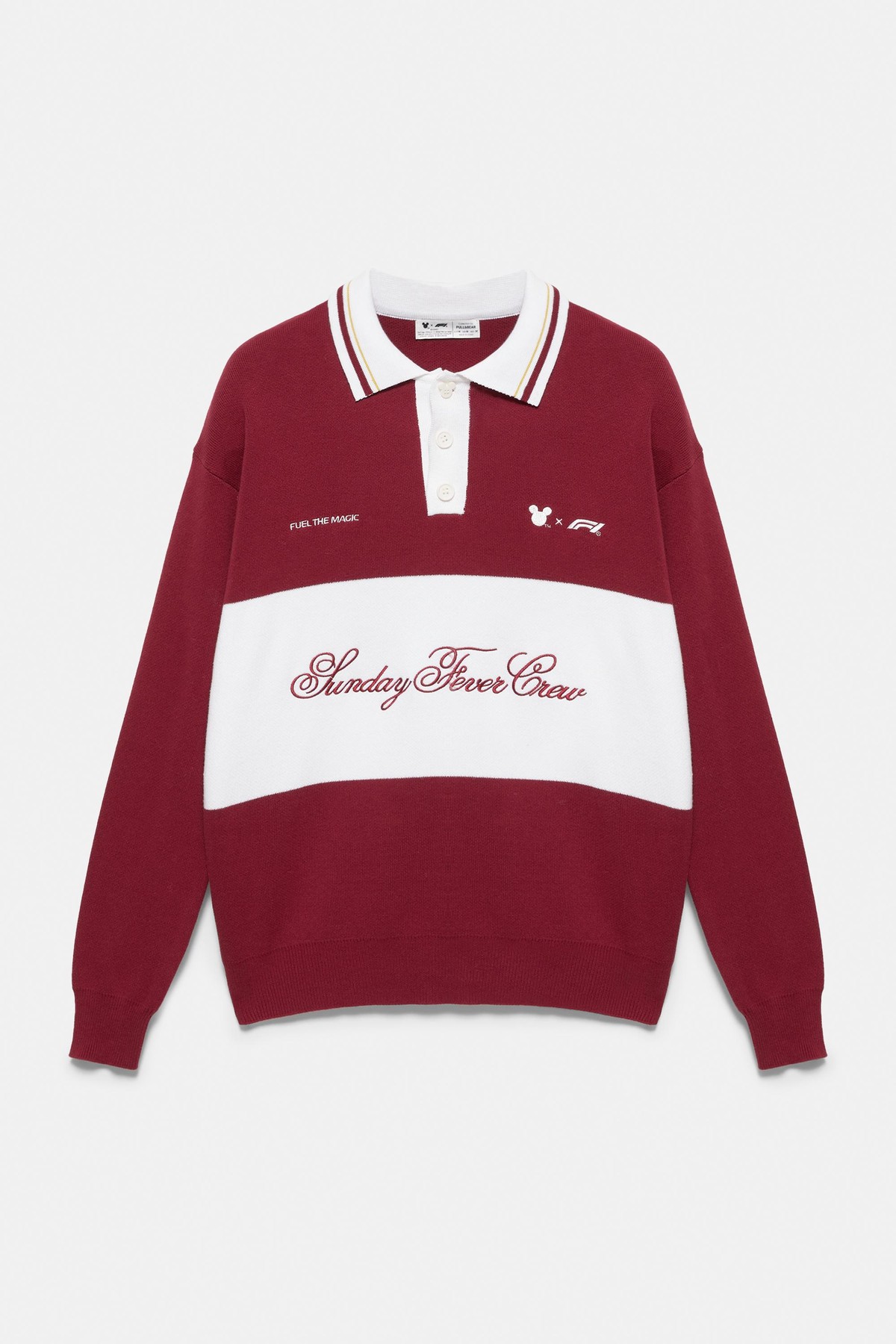 풀앤베어 디즈니 F1 미키 니트 폴로 셔츠 7210/522 BURGUNDY