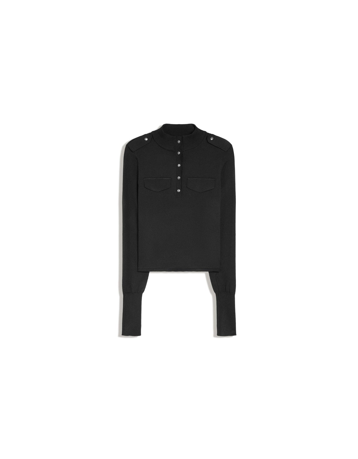 버쉬카 슬림핏 하이넥 니트 스웨터 3982/693 BLACK