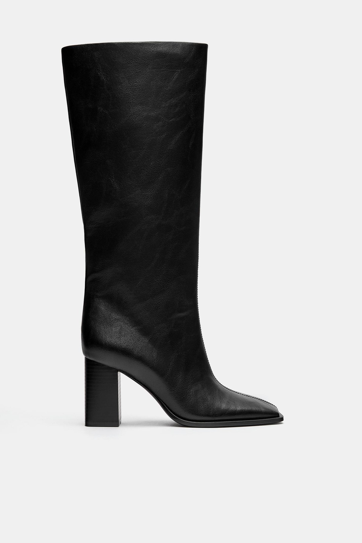 풀앤베어 8cm 블록힐 롱 부츠 1254/640 BLACK