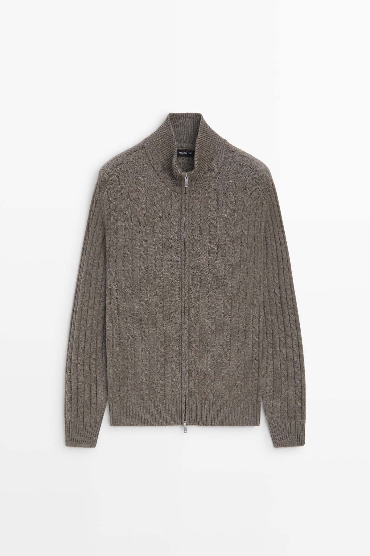 마시모두띠 케이블 울 니트 집업 가디건 1471/238 DARK KHAKI