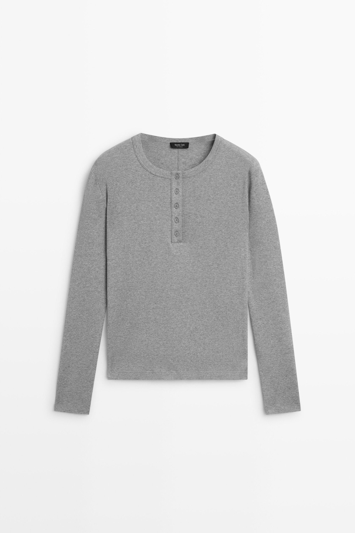 마시모두띠 코튼 100% 헨리넥 긴팔 티셔츠 6860/820 GREY MARL