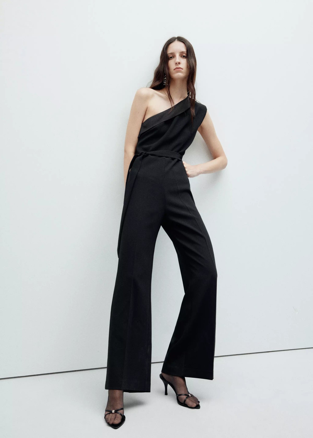 망고 벨트 민소매 롱 점프수트 37099121_99 NEGRO