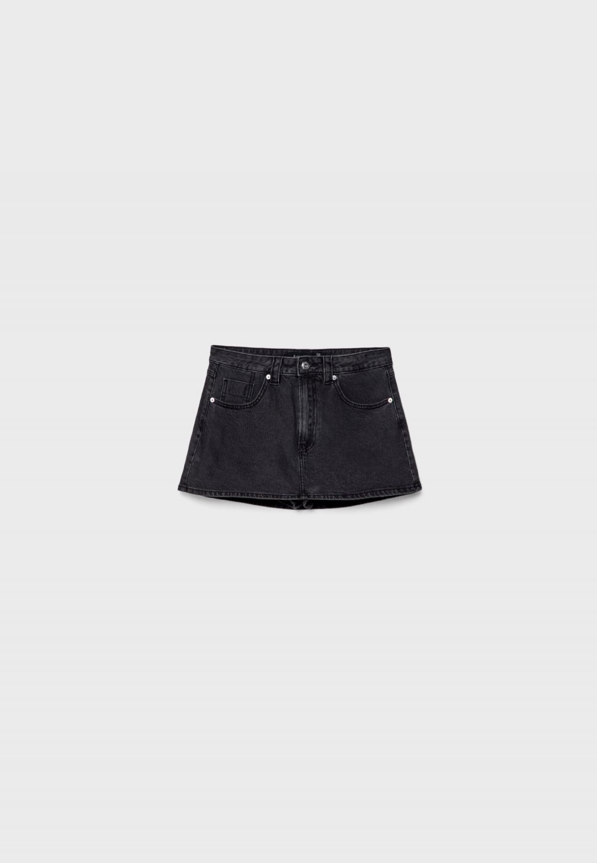 스트라디바리우스 워싱 데님 미니 스커트 팬츠 1283/796/709 WASHED BLACK