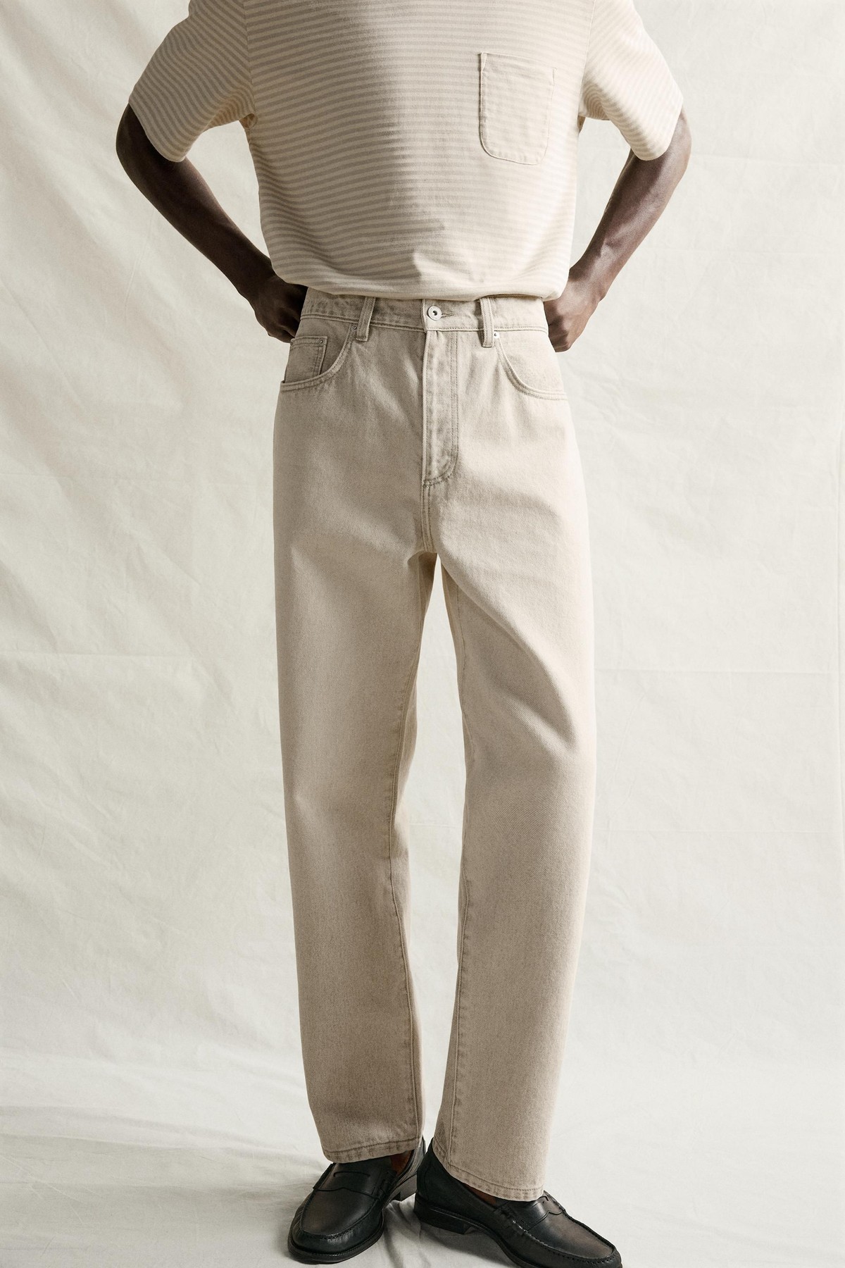 자라 스트레이트 앵클 코튼 데님 팬츠 5585/358/811 LIGHT GREY