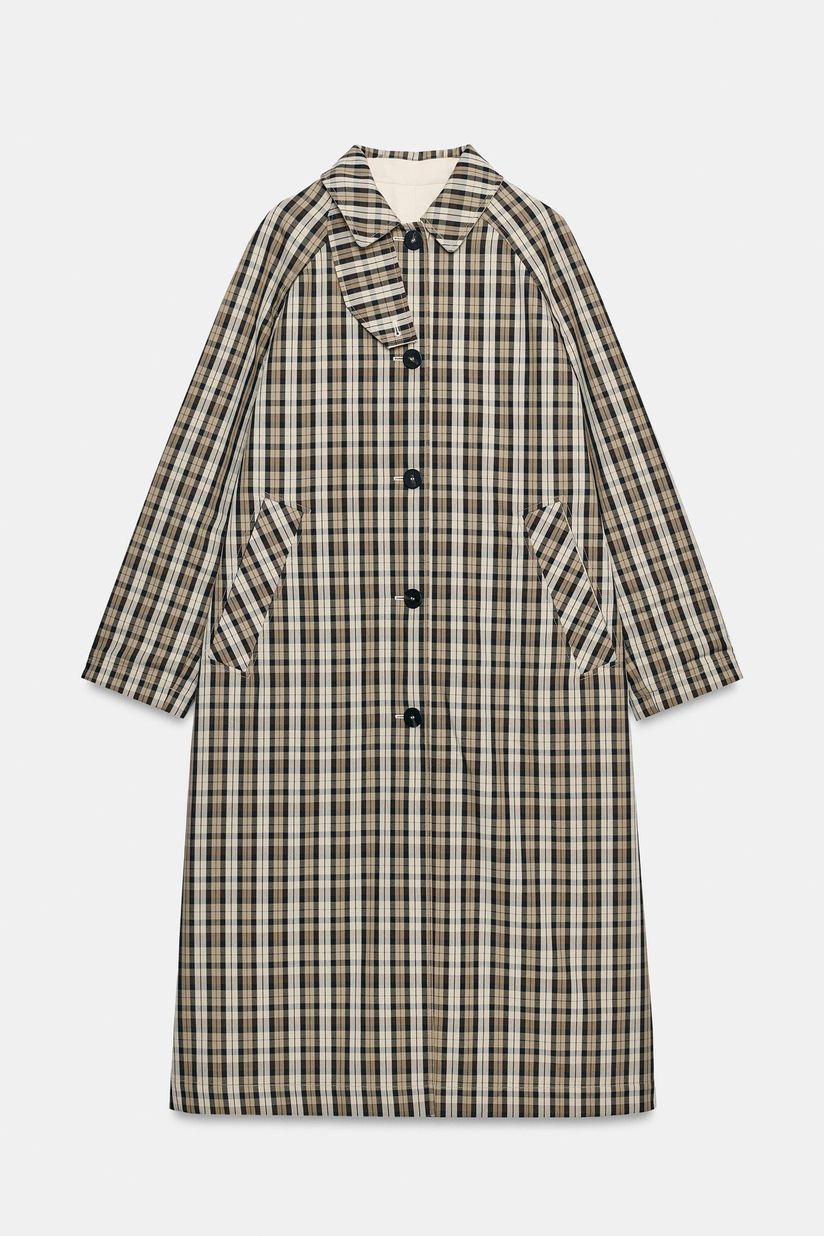 자라 리버서블 체크 롱 트렌치 코트 3811/275/710 BEIGE