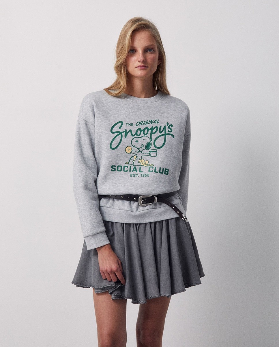 스페라 스누피 그래픽 라운드넥 맨투맨 50666700195 GRIS CLARO