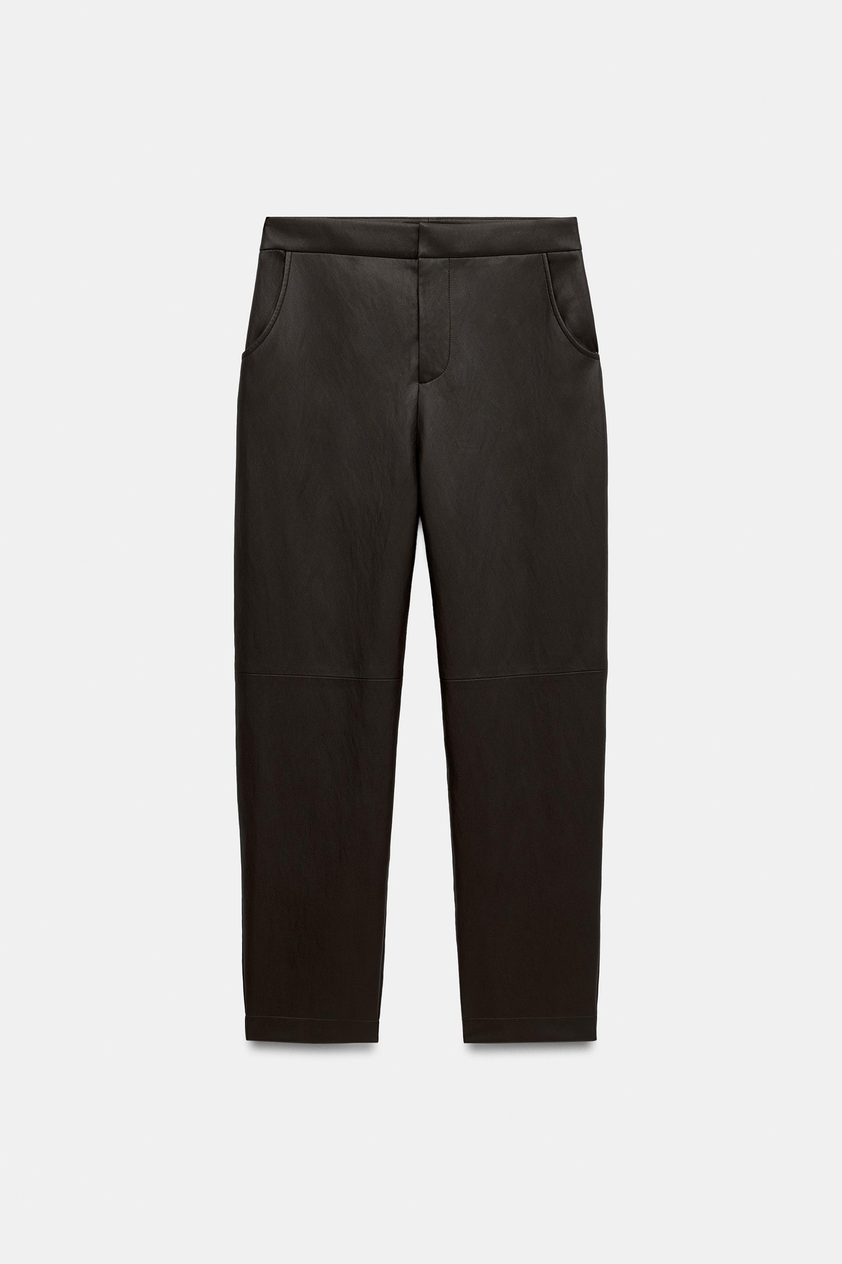 자라 레더 이펙트 슬림핏 팬츠 8372/328/700 BROWN