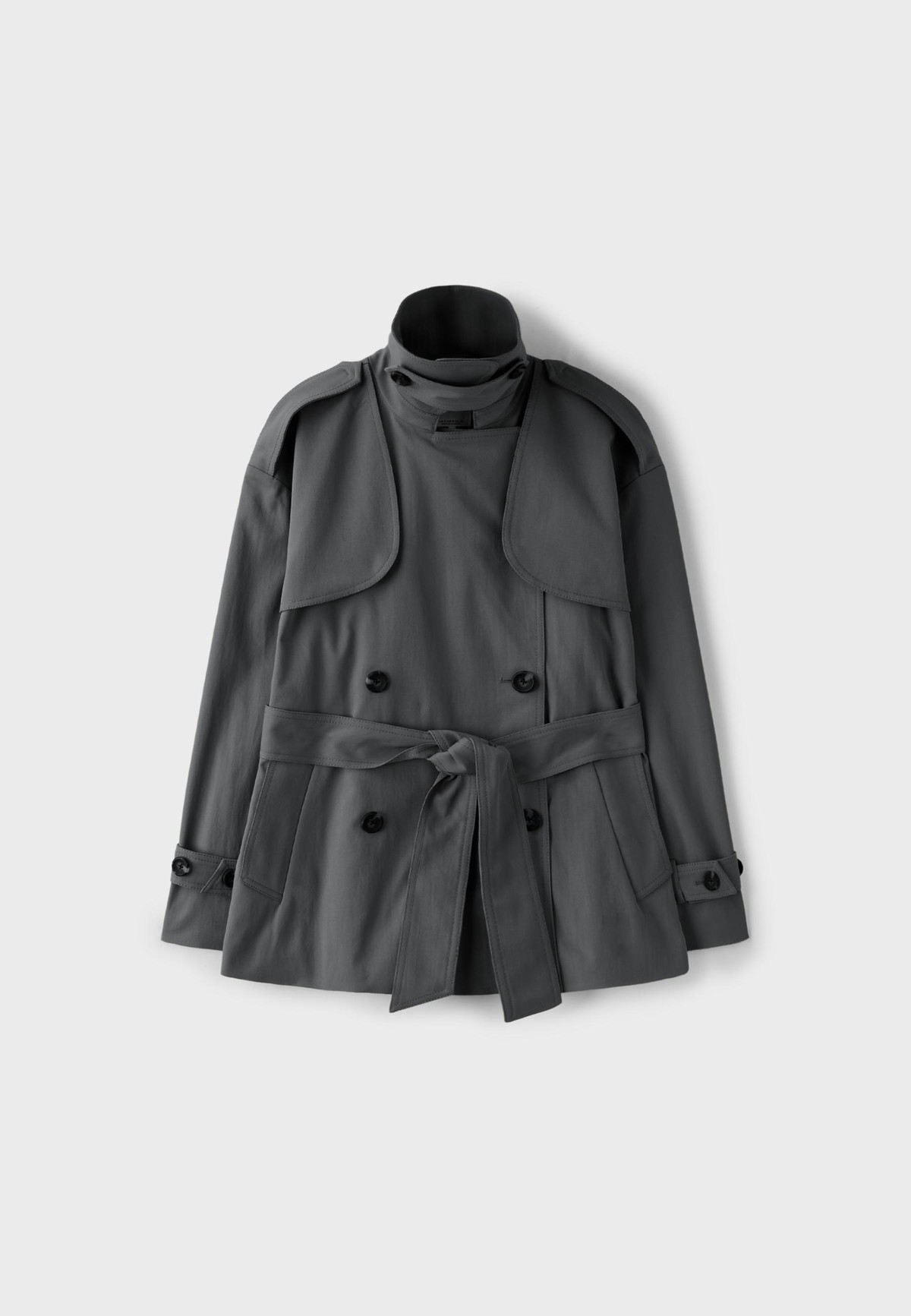 스트라디바리우스 하이넥 더블 벨트 트렌치 코트 5842/137/250 CHARCOAL GREY