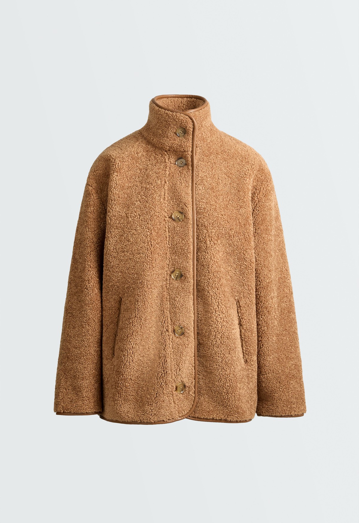 오이쇼 시어링 하이넥 버튼 자켓 7302/940/745 TOFFEE