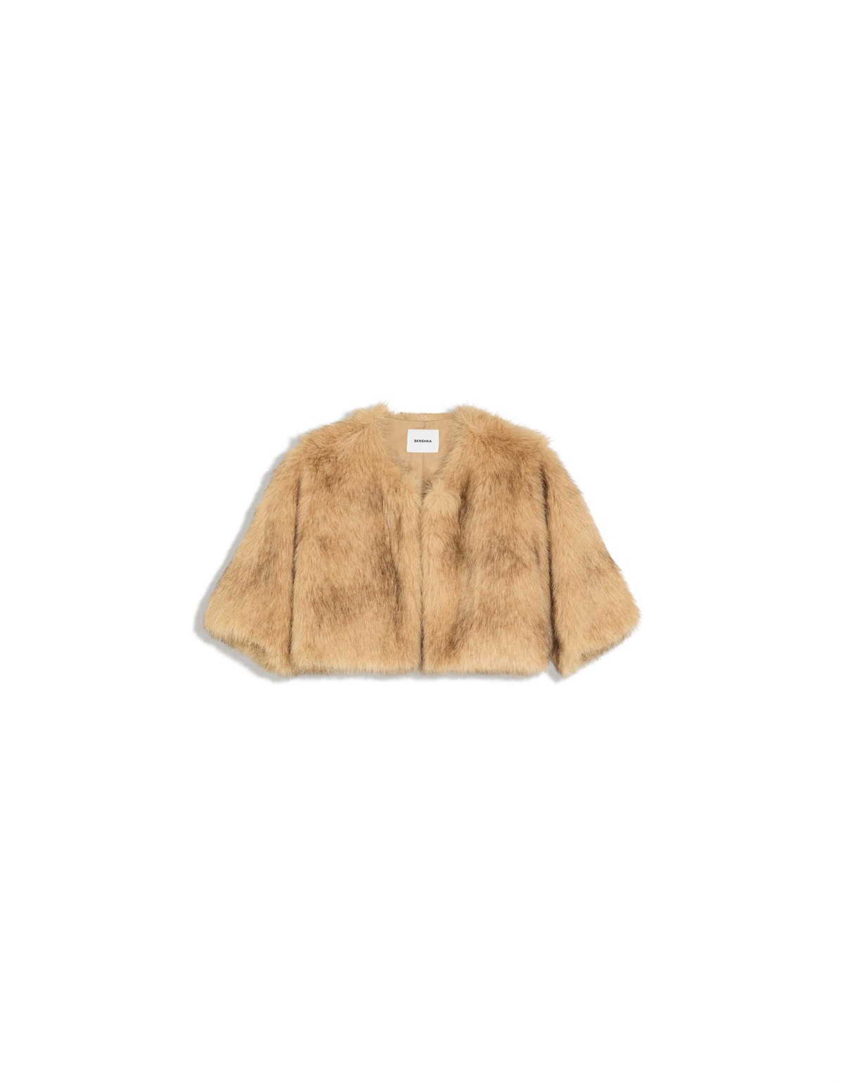 버쉬카 크롭 케이프 페이크 퍼 자켓 3649/407 CAMEL