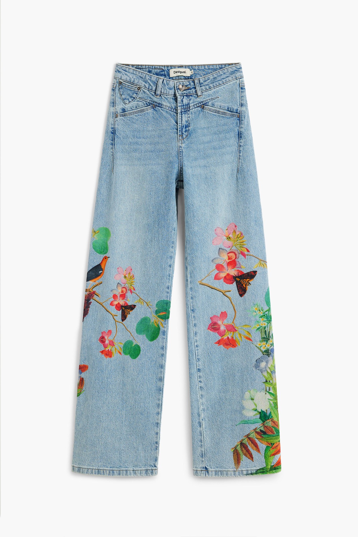 데시구알 플로럴 프린트 큐롯 청바지 27SWDD035053 LIGHT BLUE