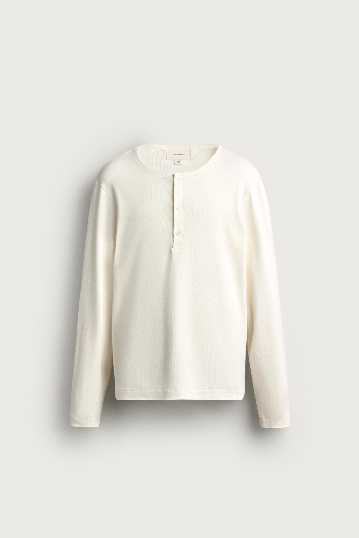 자라 레귤러핏 헨리넥 긴팔 티셔츠 4090/320/251 OYSTER-WHITE