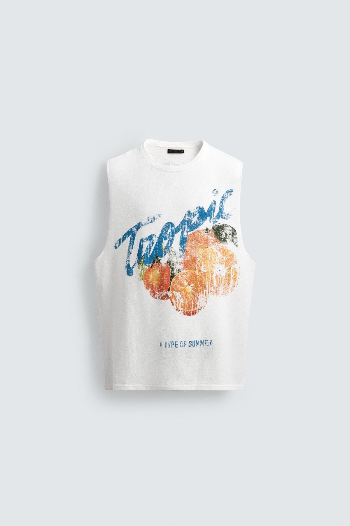 자라 워시드 프린트 민소매 니트 탱크탑 4805/303/250 WHITE