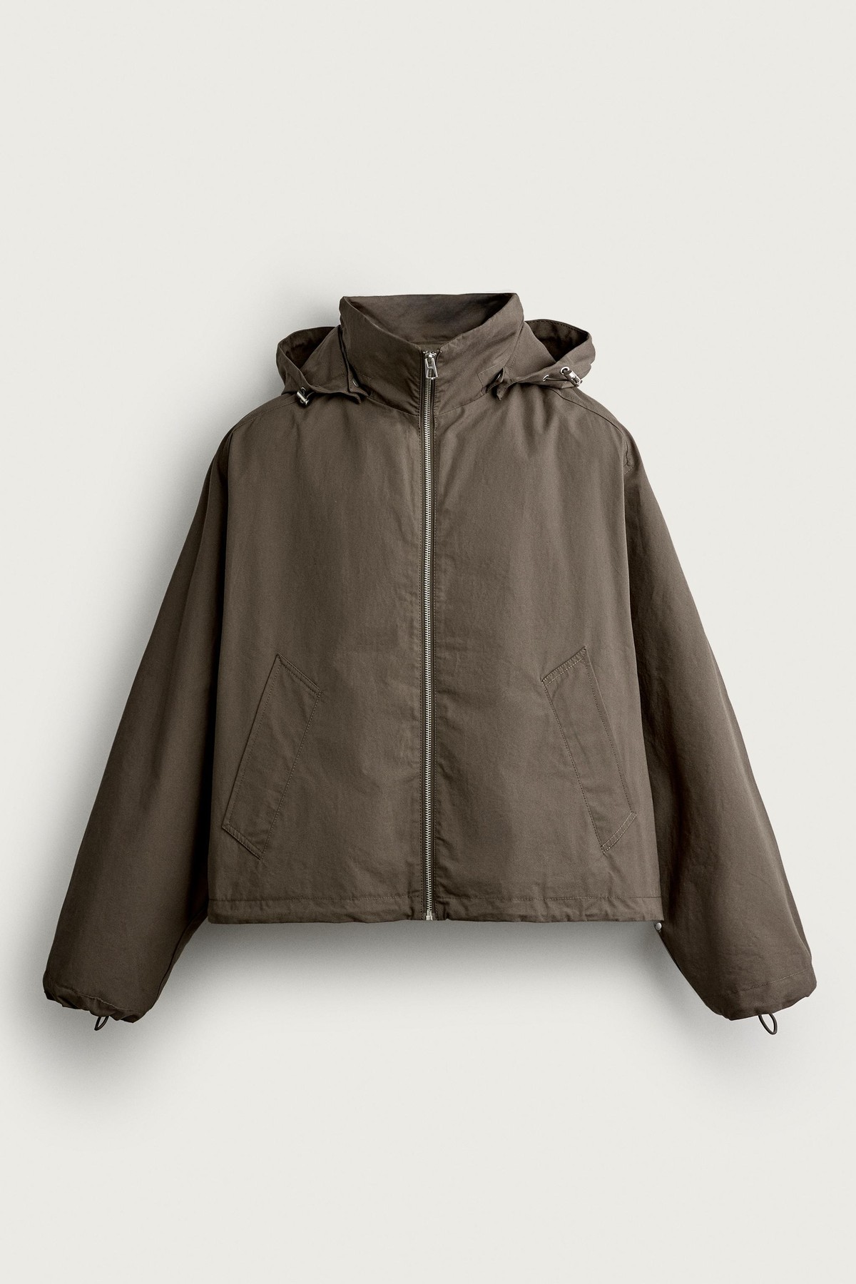 자라 크롭 테크니컬 탈착 후드 자켓 0155/792/700 BROWN