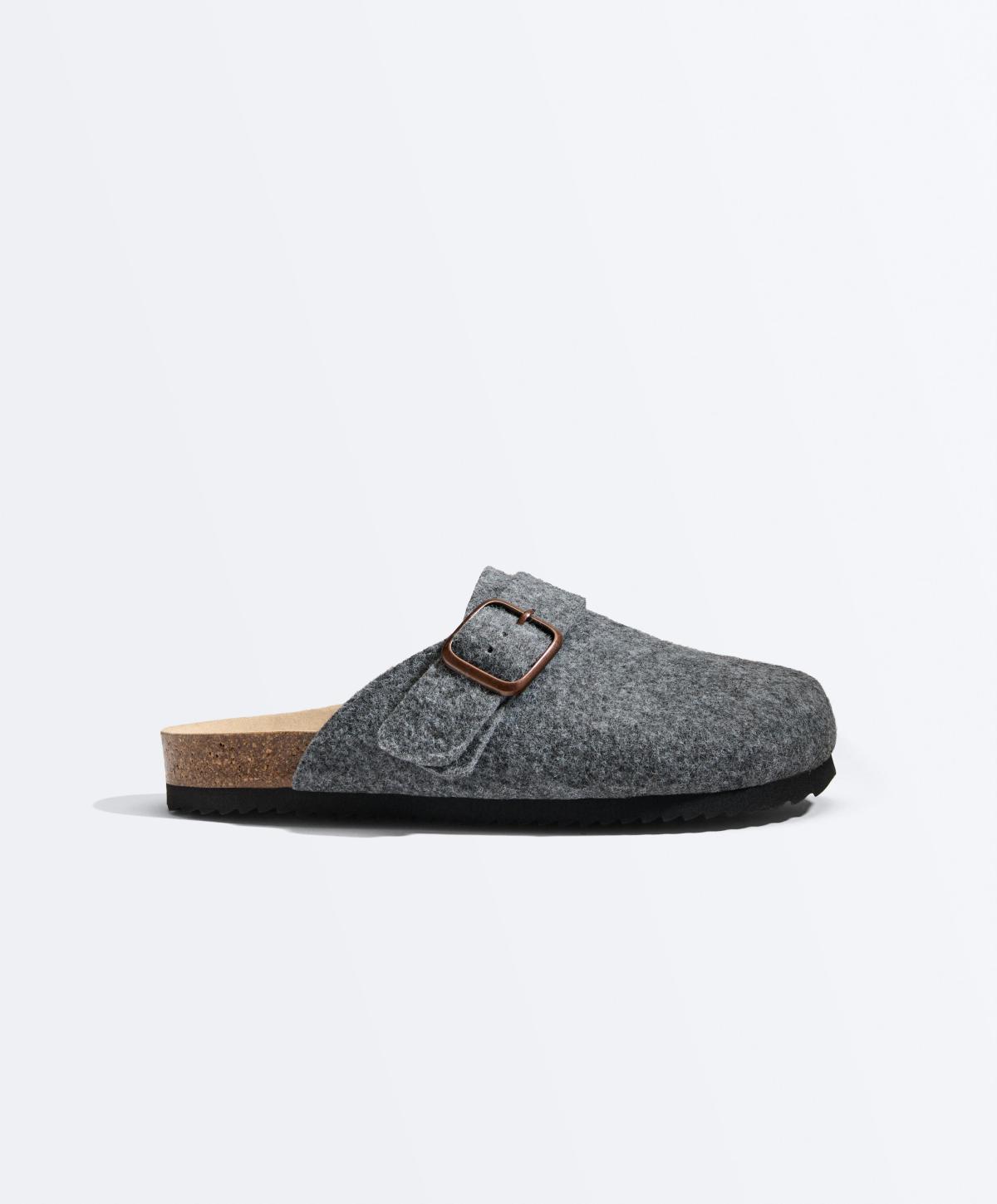 오이쇼 버클 펠트 클로그 뮬 슬리퍼 1252/880/004 GREY