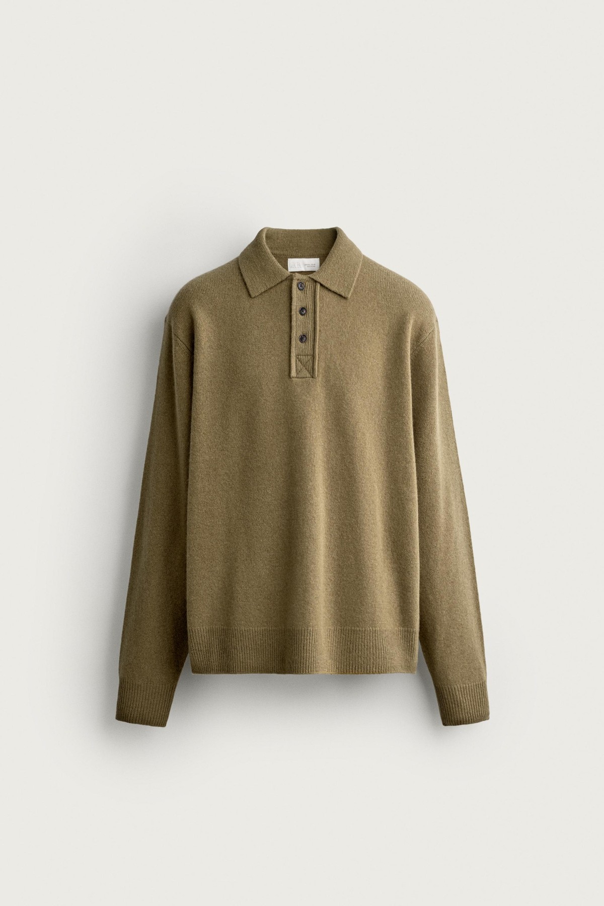 자라 레귤러핏 울 니트 긴팔 폴로 셔츠 2893/364/515 OLIVE GREEN
