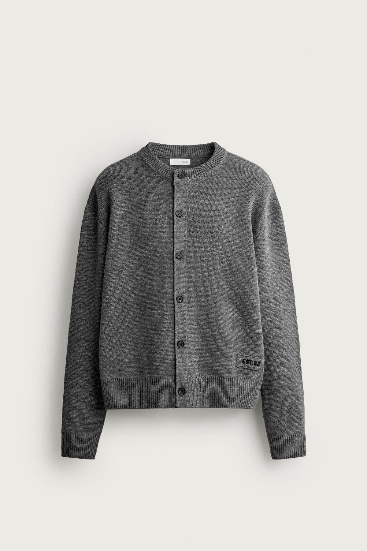 자라 자수 릴렉스핏 라운드넥 가디건 5755/367/803 GREY MARL