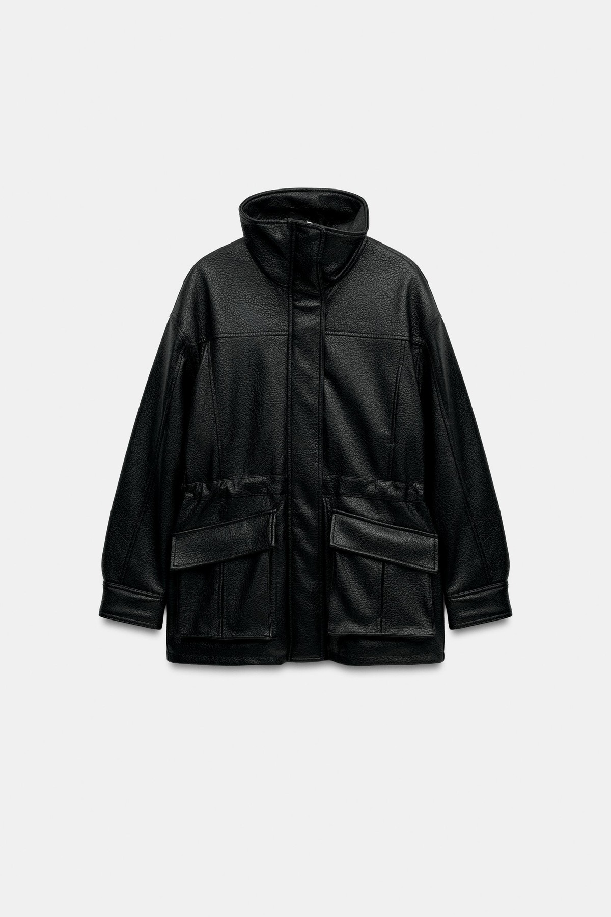 자라 레더 이펙트 하이넥 포켓 자켓 4341/743/800 BLACK