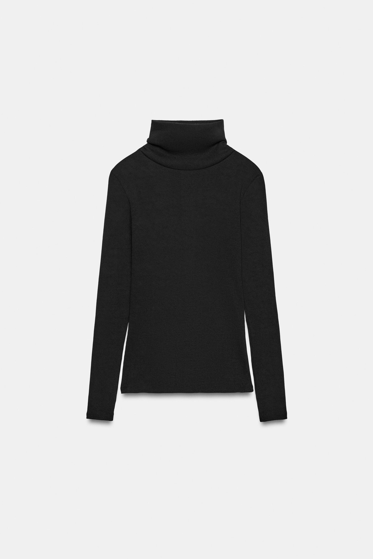 자라 골지 하이넥 긴팔 티셔츠 4174/631/800 BLACK