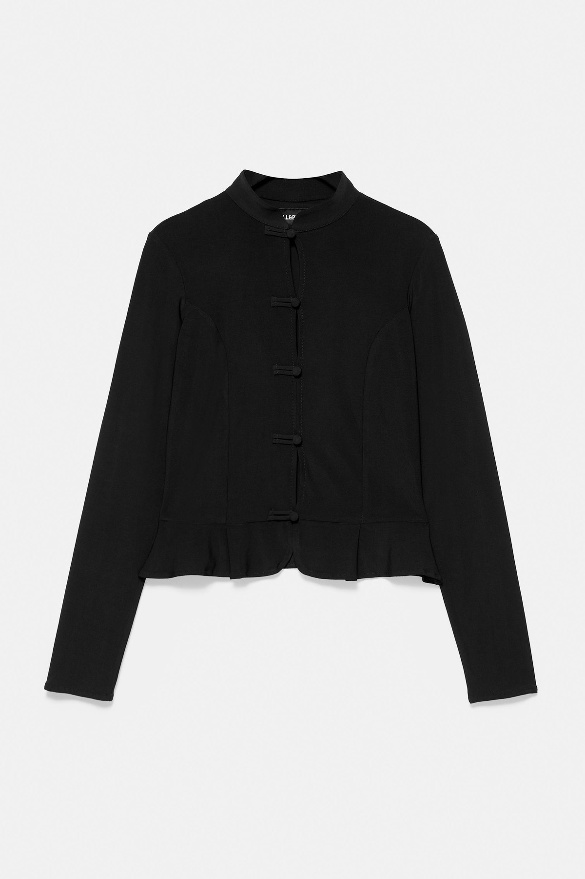 풀앤베어 스탠드 칼라 페플럼 긴팔 탑 7233/352 BLACK