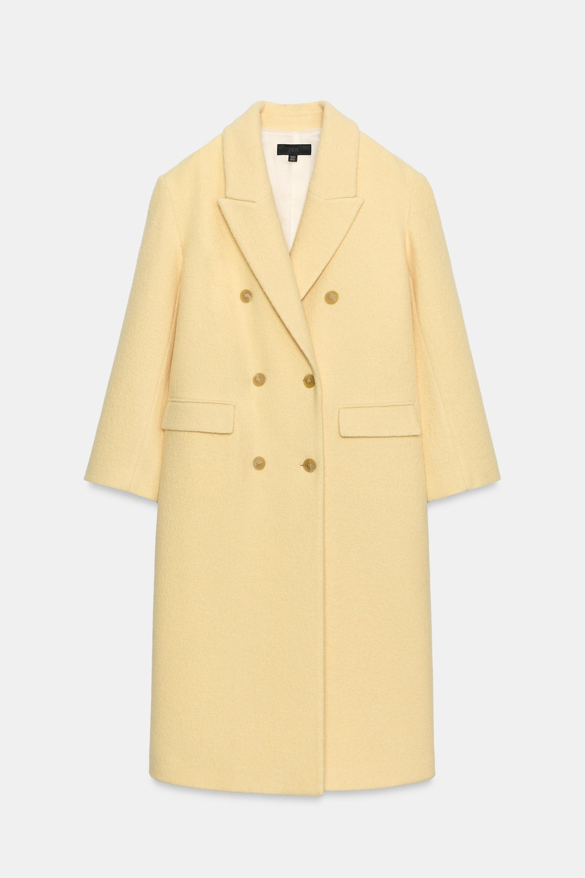자라 울 오버사이즈 숄더패드 롱 코트 2310/154/321 PASTEL YELLOW