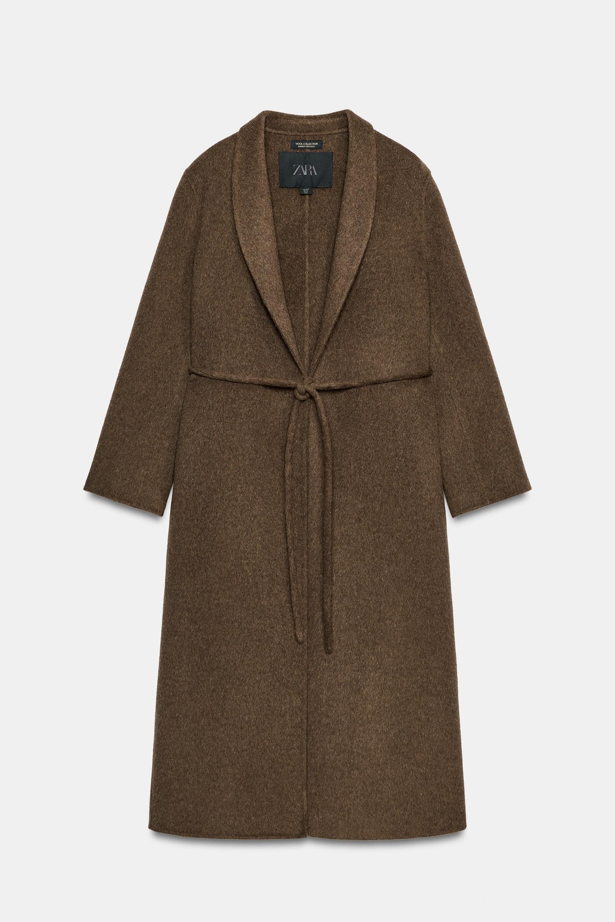 자라 울 블렌드 벨트 롱 코트 7522/256/737 BROWN / TAUPE