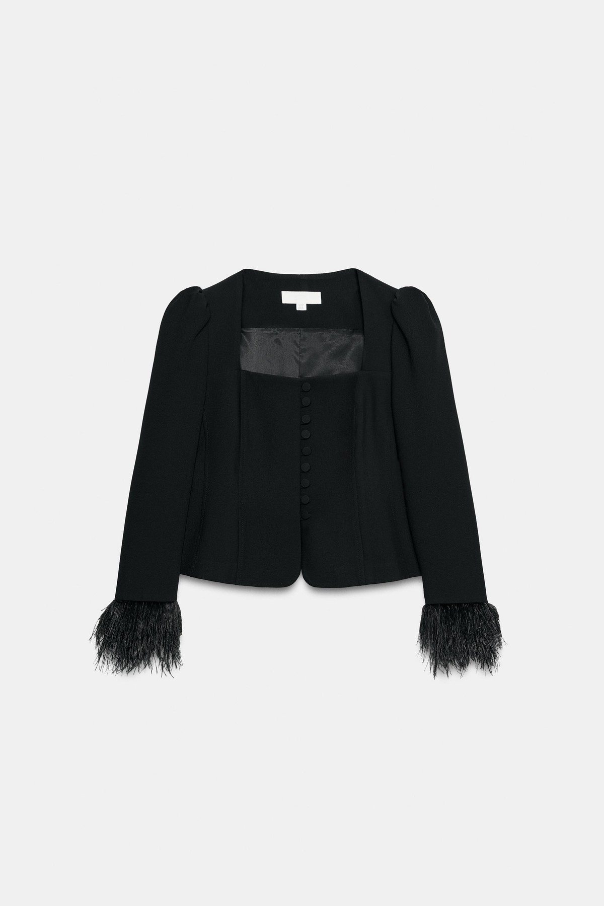 자라 깃털 커프스 크롭 블레이저 자켓 8901/636/800 BLACK