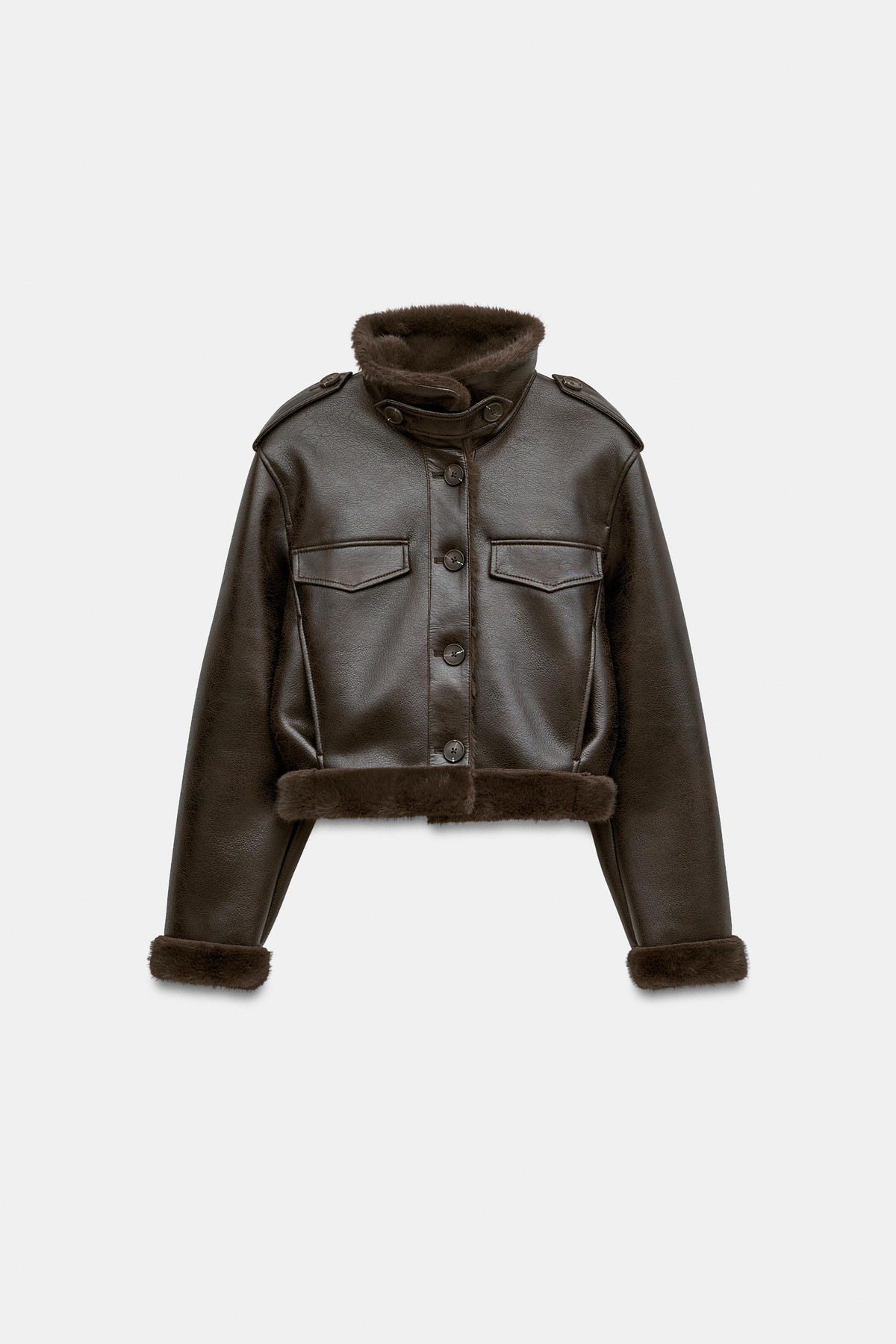 자라 페이크 퍼 더블페이스 자켓 4341/714/099 BLACK / BROWN