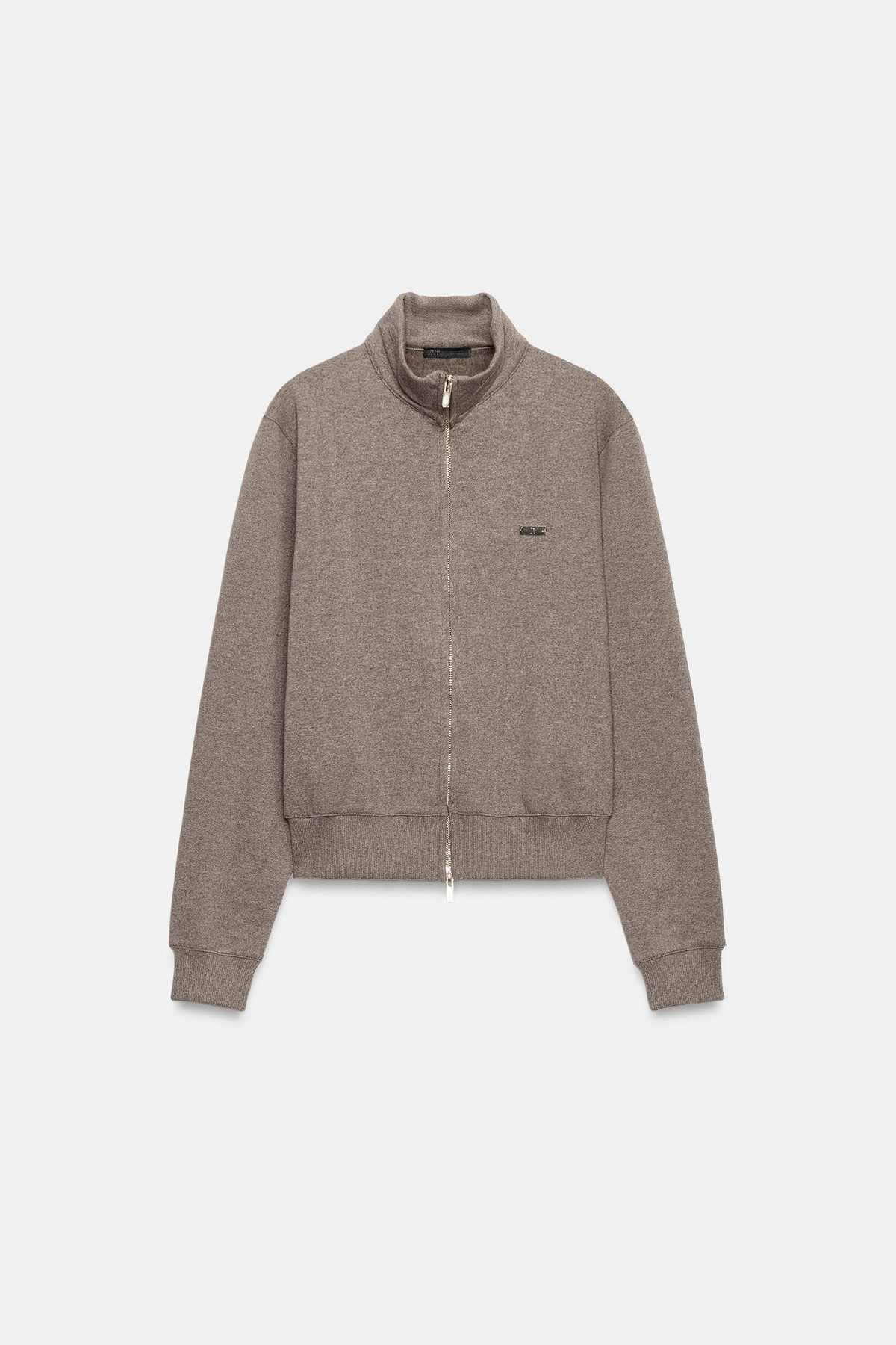 자라 하이넥 집업 스웨트 자켓 5644/152/724 BROWN MARL