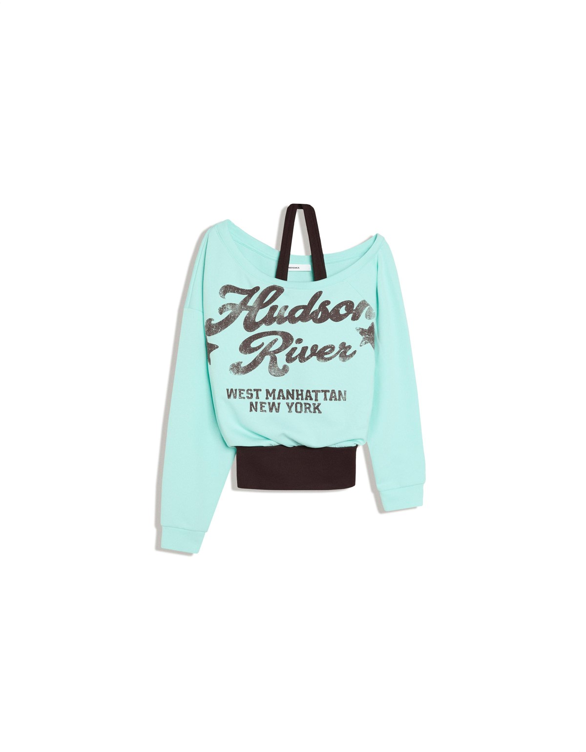 버쉬카 비대칭 더블 프린트 맨투맨 2958/173 TURQUOISE