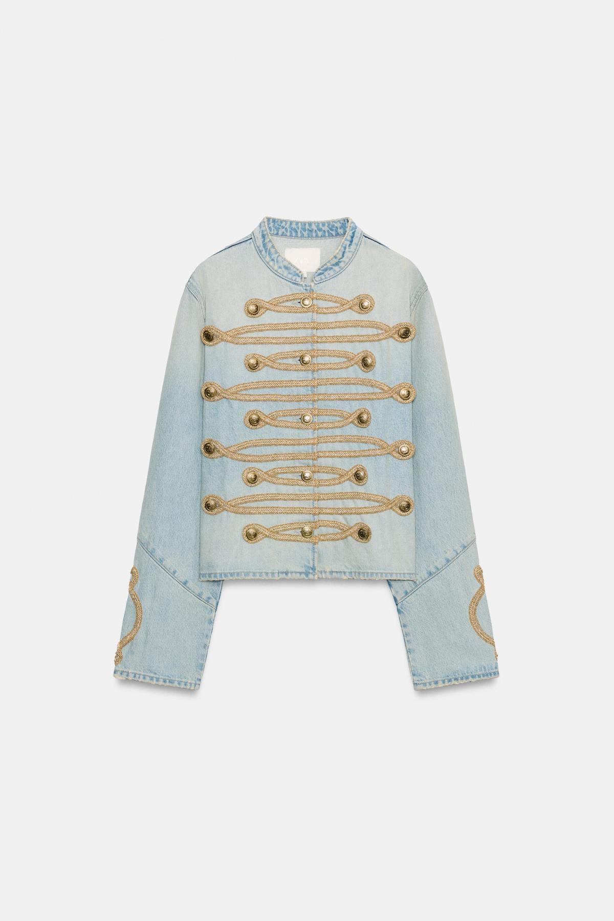 자라 버튼 장식 라운드넥 데님 자켓 2569/270/406 LIGHT BLUE