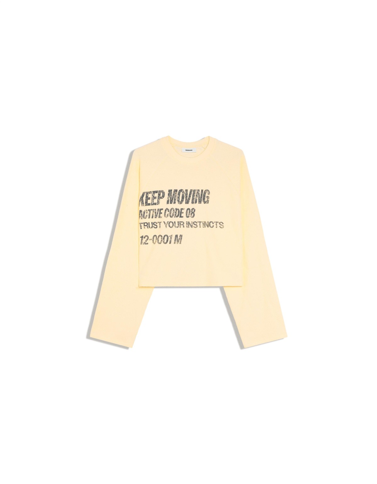 버쉬카 라운드넥 프린트 크롭 맨투맨 4005/360 YELLOW