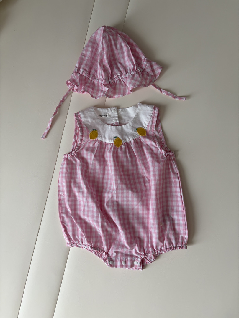 [아가방 여름]란레몬체크바디수트(모자)(PINK)_01Q32795558 리뷰 2