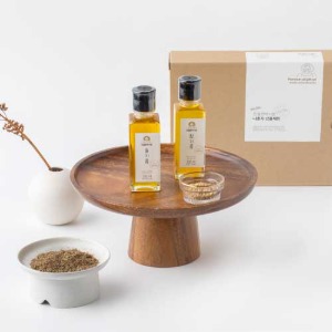 [창창푸드] 나혼자 선물세트 - 직접 농사지은 100% 국내산 참기름,들기름 (100ml x 2병)
