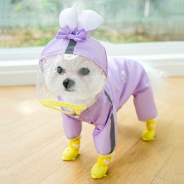 강아지 토끼 보라 우비 귀여운 레인코트