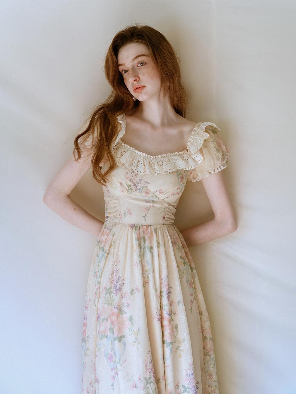 ★Cest Moidew★ Cest_Floral lace pleated puff sleeve dress Cest_Floral lace pleated puff sleeve dress