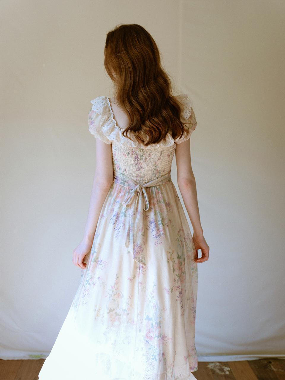 Cest_Vintage floral puff sleeve dress